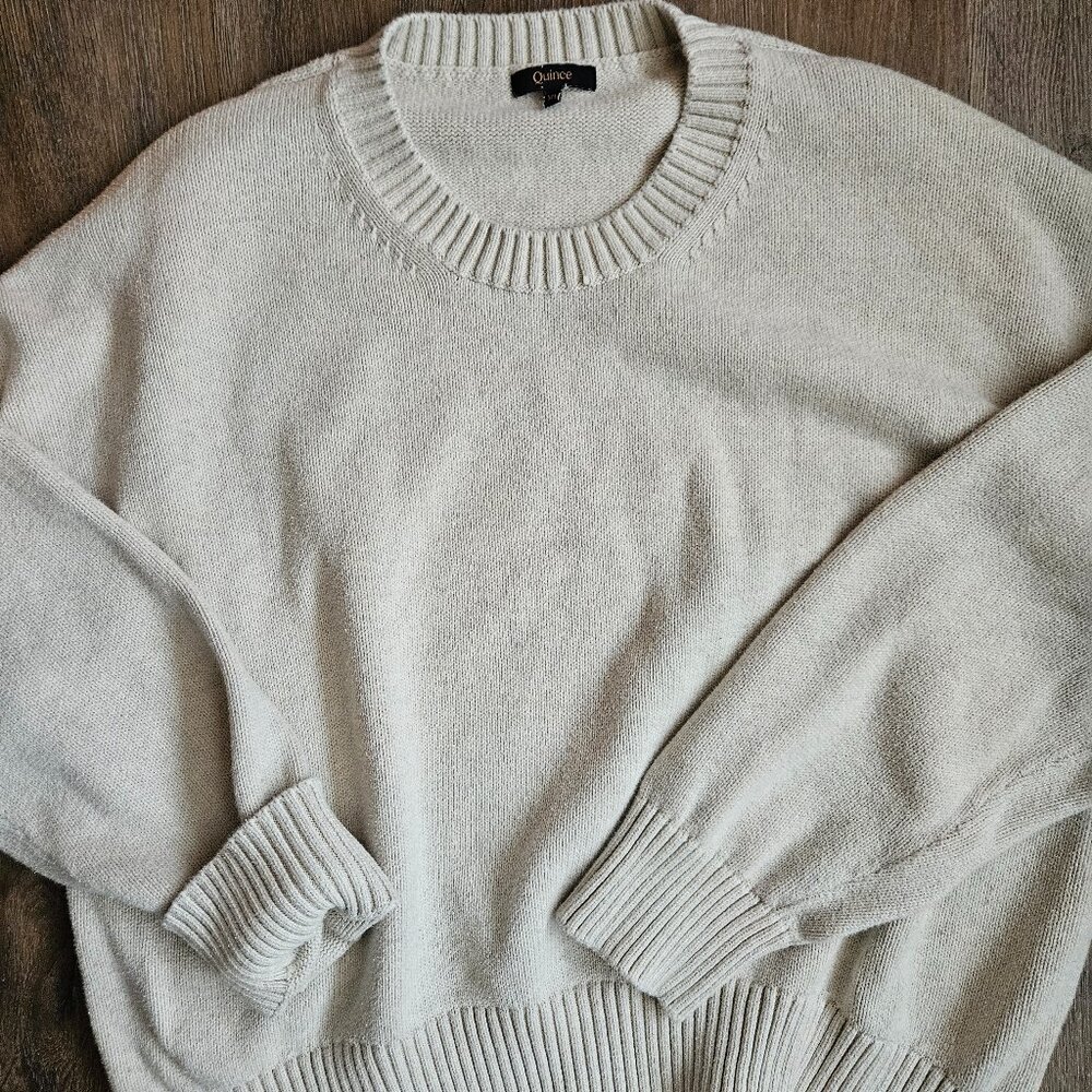 Quince cream ivory 100% organic cotton women's crewneck sweater size XL